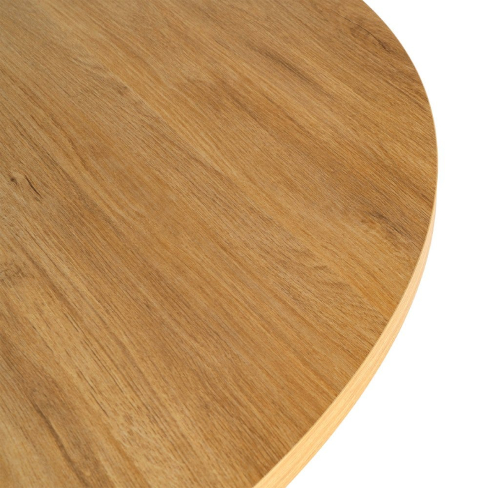 Masă dining rotundă cu bază geometrică și finisaj efect lemn natural [5]