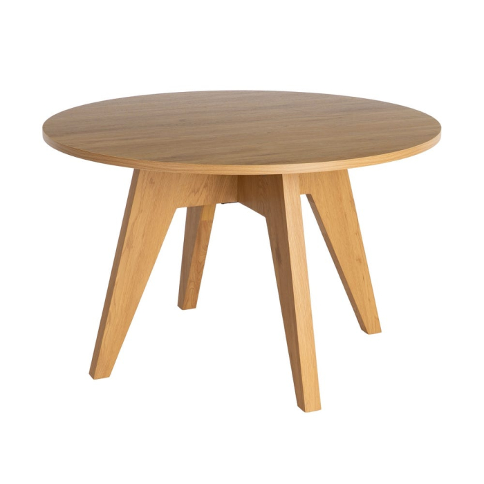 Masă dining rotundă cu finisaj efect lemn natural [10]