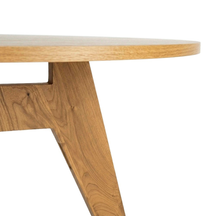Masă dining rotundă cu finisaj efect lemn natural [2]