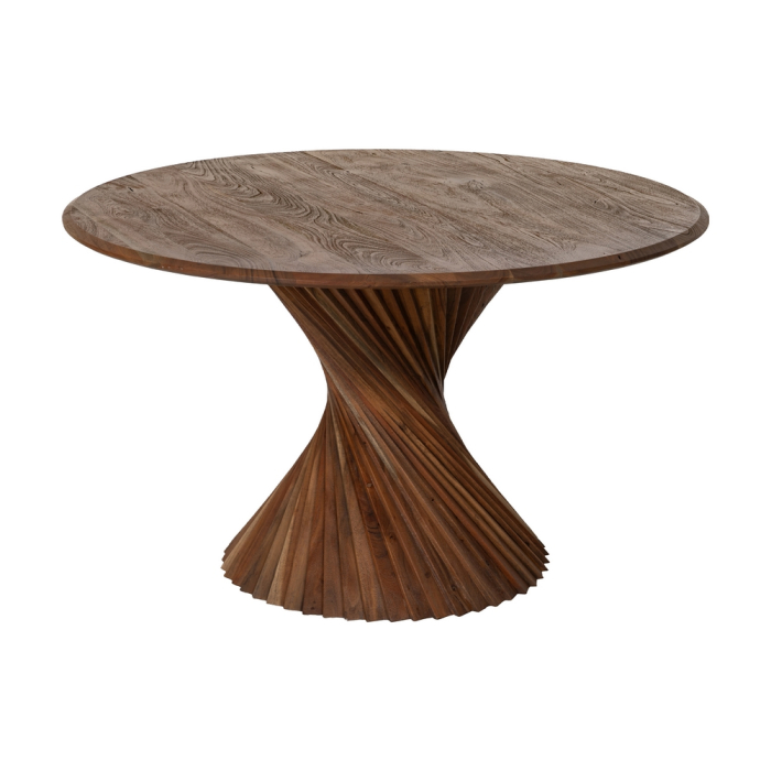 Masa dining rotunda din lemn de acacia cu baza spirala [3]