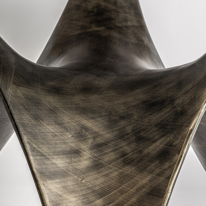 Masă de dining rotundă din travertin bej cu bază aurie [4]