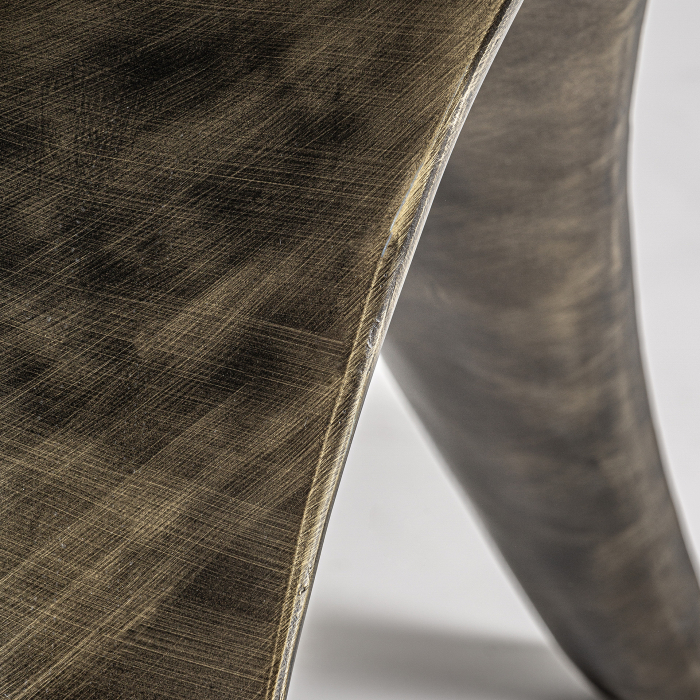 Masă de dining rotundă din travertin bej cu bază aurie [6]