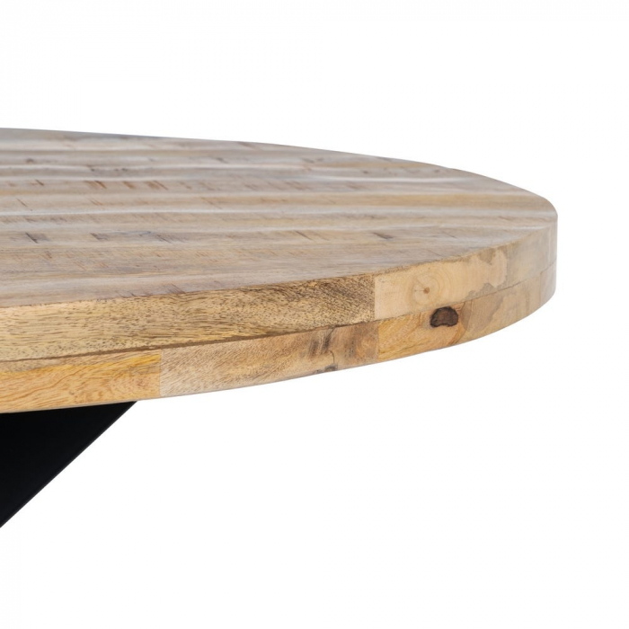 Masă dining rotundă mango cu structură metalică în stea [6]