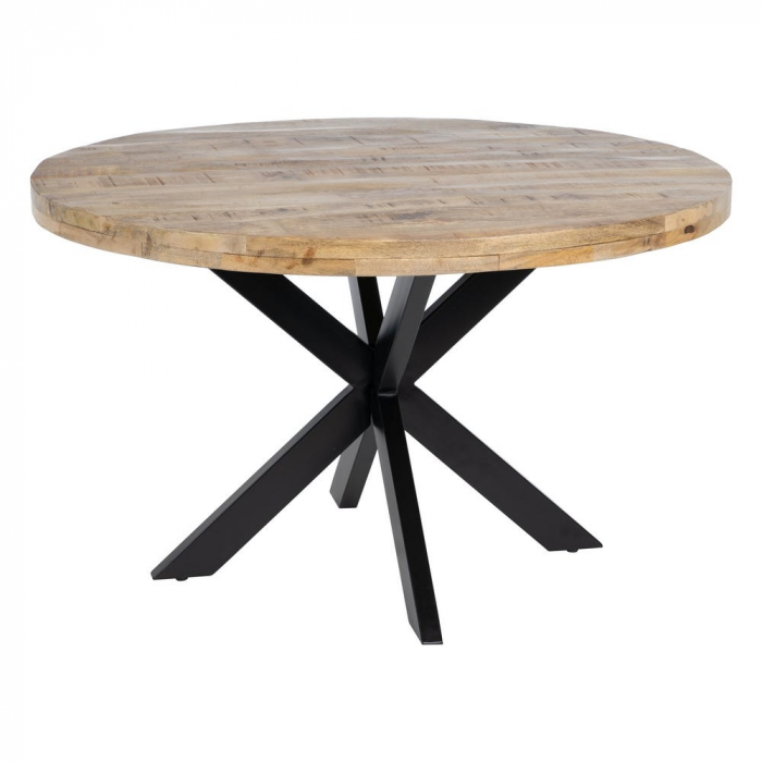 Masă dining rotundă mango cu structură metalică în stea [3]