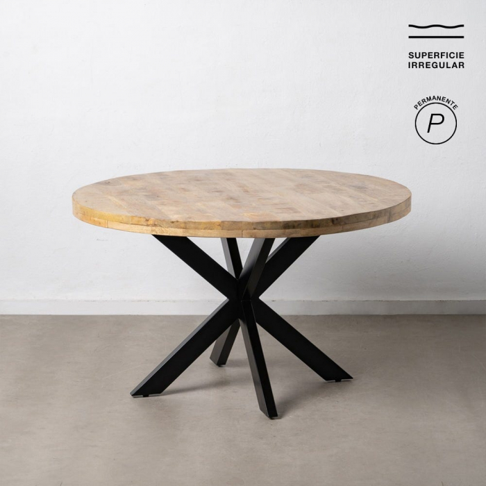 Masă dining rotundă mango cu structură metalică în stea [1]