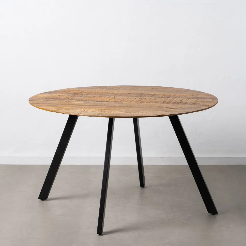 Masa Dining Rotunda Lemn Natural, Metal Negru - CreativDeco.ro [3]