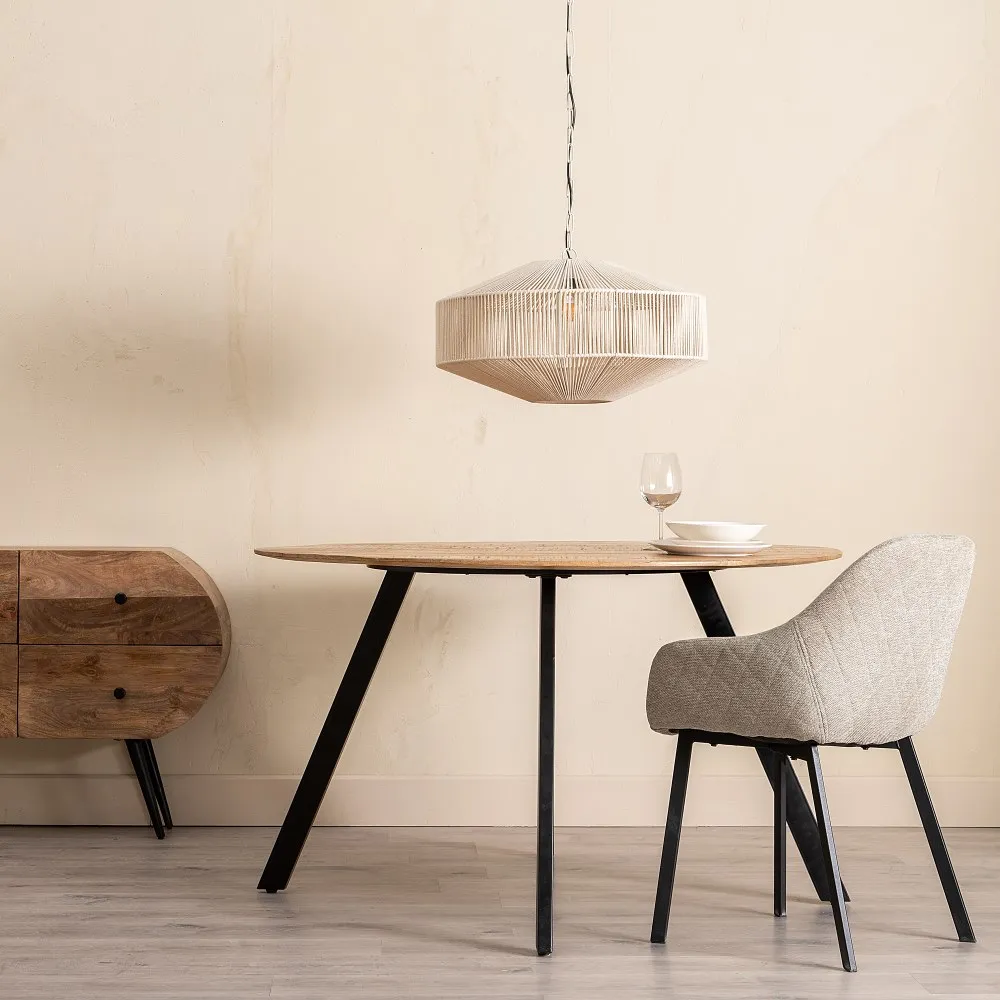 Masa Dining Rotunda Lemn Natural, Metal Negru - CreativDeco.ro [2]
