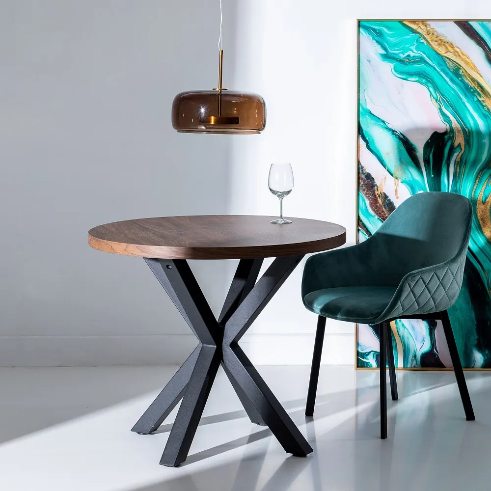 Masa Dining Rotunda Lise, Maro Negru, MDF Metal - CreativDeco.ro [2]