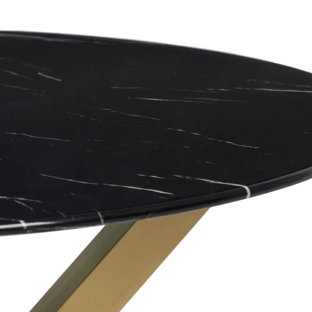 Masa Dining Rotunda Lise, Negru Auriu, Sticla Otel - CreativDeco.ro [9]