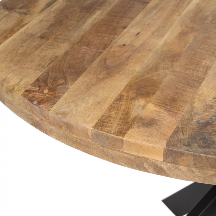 Masă rotundă mango 140 cm cu bază metalică geometrică [4]