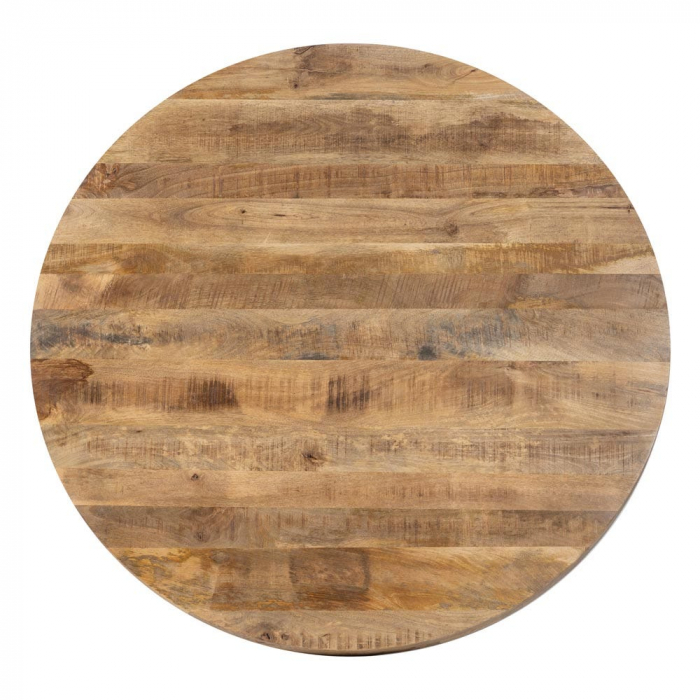 Masă rotundă mango 140 cm cu bază metalică geometrică [8]
