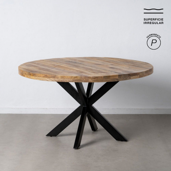 Masă rotundă mango 140 cm cu bază metalică geometrică [1]