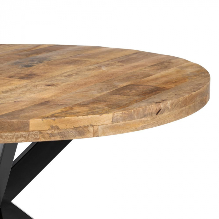 Masă rotundă mango 140 cm cu bază metalică geometrică [5]
