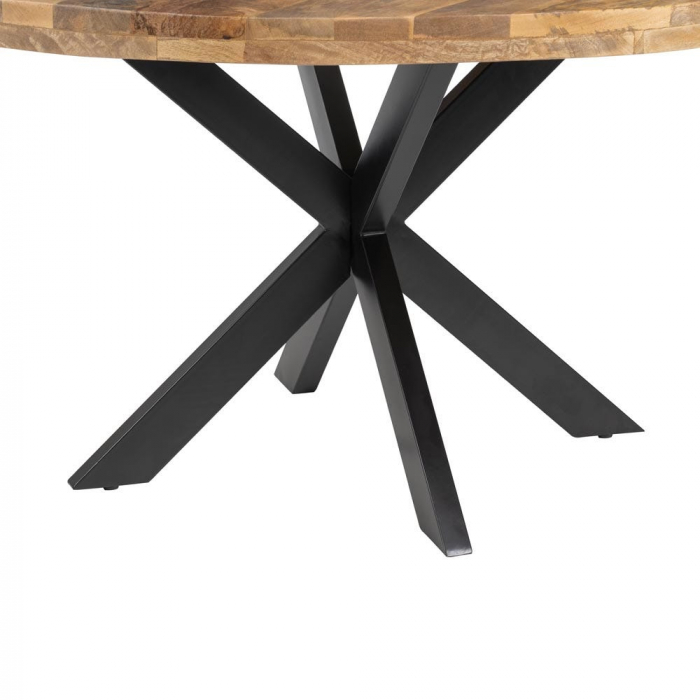 Masă rotundă mango 140 cm cu bază metalică geometrică [7]