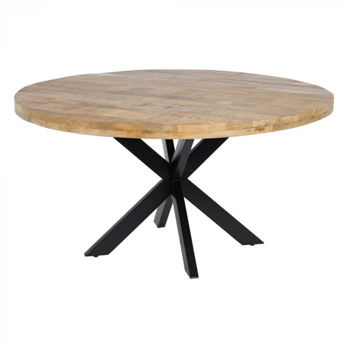 Masă rotundă mango 150 cm cu structură metalică în stea [3]