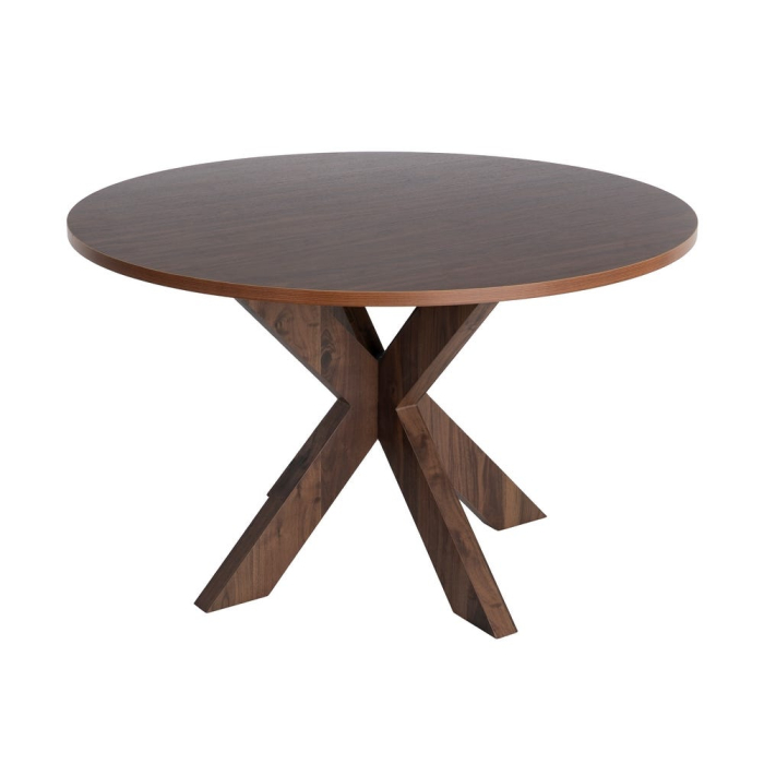 Masă dining rotundă maro închis cu bază geometrică [10]
