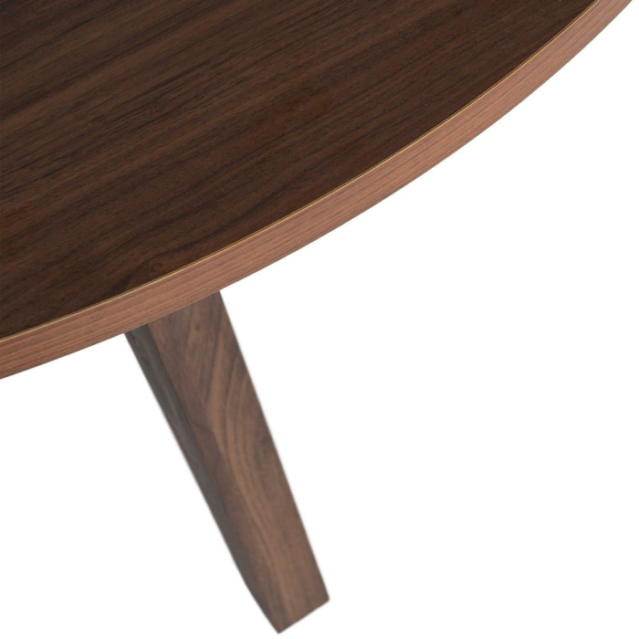 Masă dining rotundă maro închis cu finisaj efect lemn natural [3]