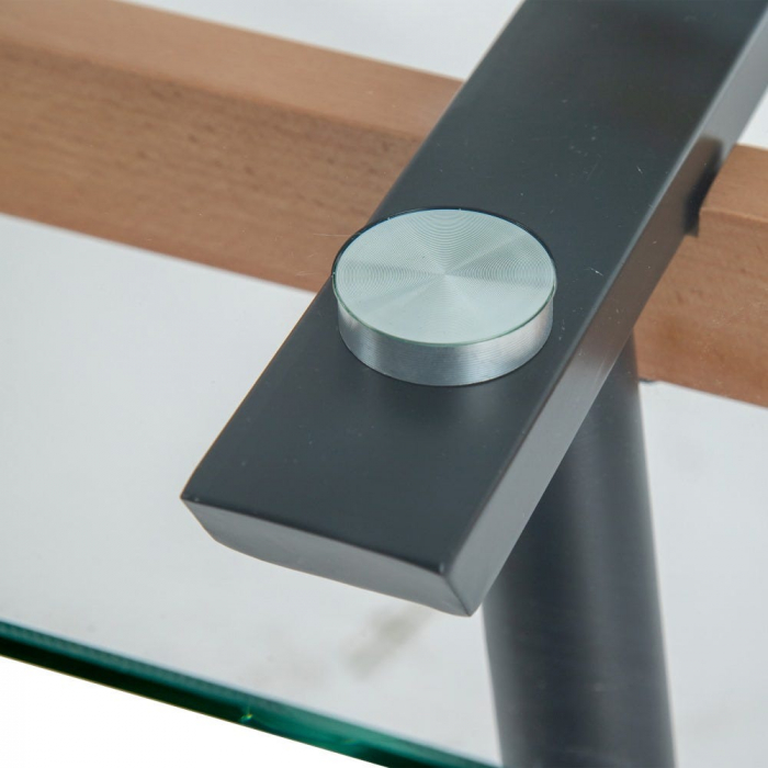 Masă sticlă transparentă cu structură metalică și accent din lemn de fag [6]