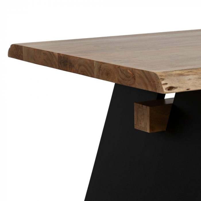 Masă dining 220 cm acacia natur & metal negru live edge [6]