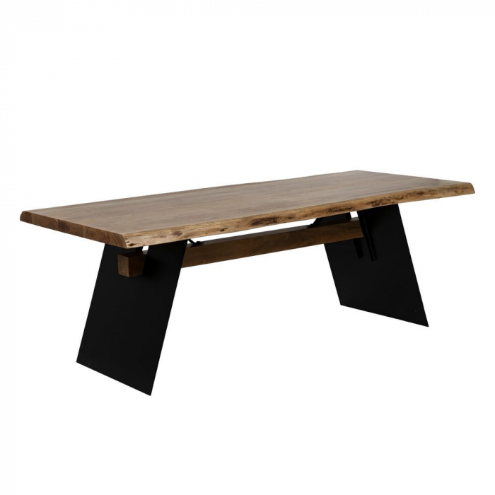 Masă dining 220 cm acacia natur & metal negru live edge [2]
