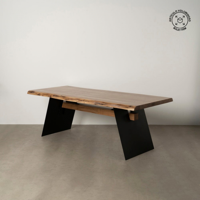 Masă dining 220 cm acacia natur & metal negru live edge [1]