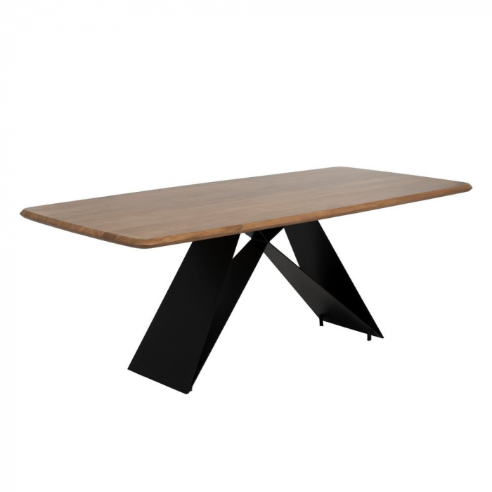 Masă dining 200 cm acacia natur & metal negru [2]