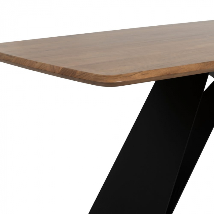 Masă dining 200 cm acacia natur & metal negru [7]