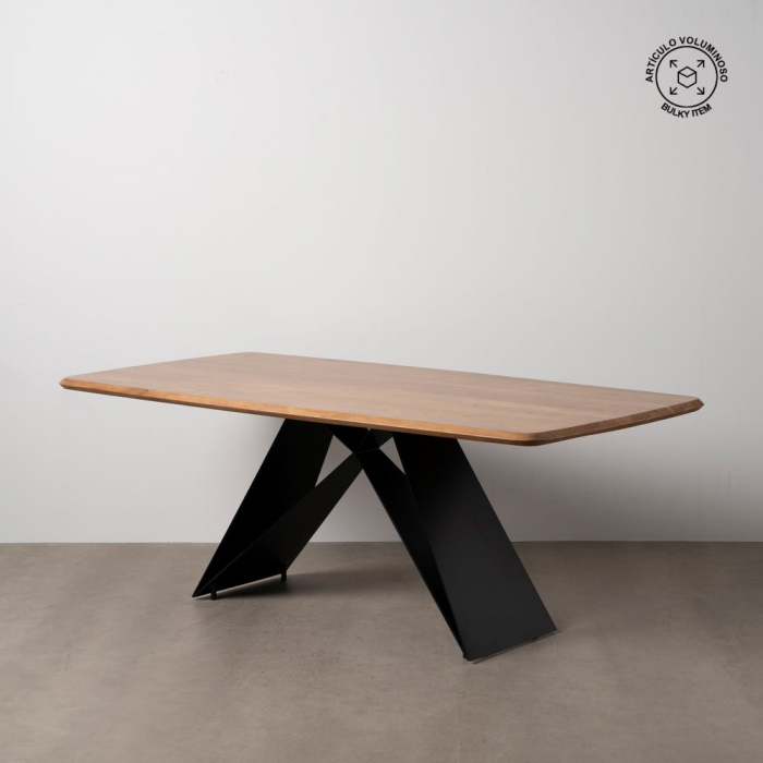 Masă dining 200 cm acacia natur & metal negru [1]
