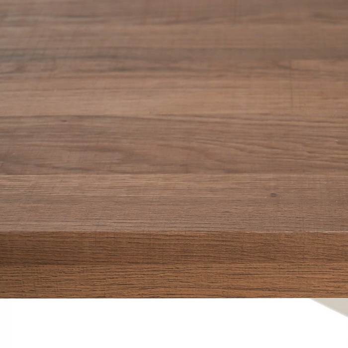 Masă 160 cm MDF natur cu structură metalică albă în stea [3]