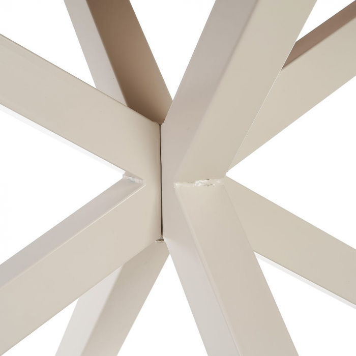 Masă 160 cm MDF natur cu structură metalică albă în stea [6]