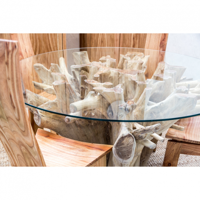 Masa dining radacina tec|Masa sufragerie etnica|Mobilier dining unicat [6]