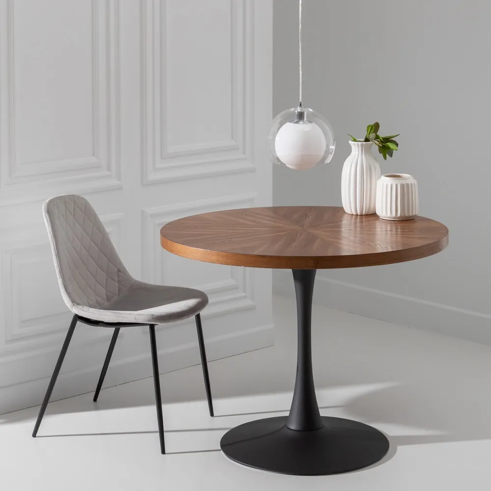 Masa Dining Xenia, MDF-Metal, Maro-Negru - CreativDeco.ro [2]