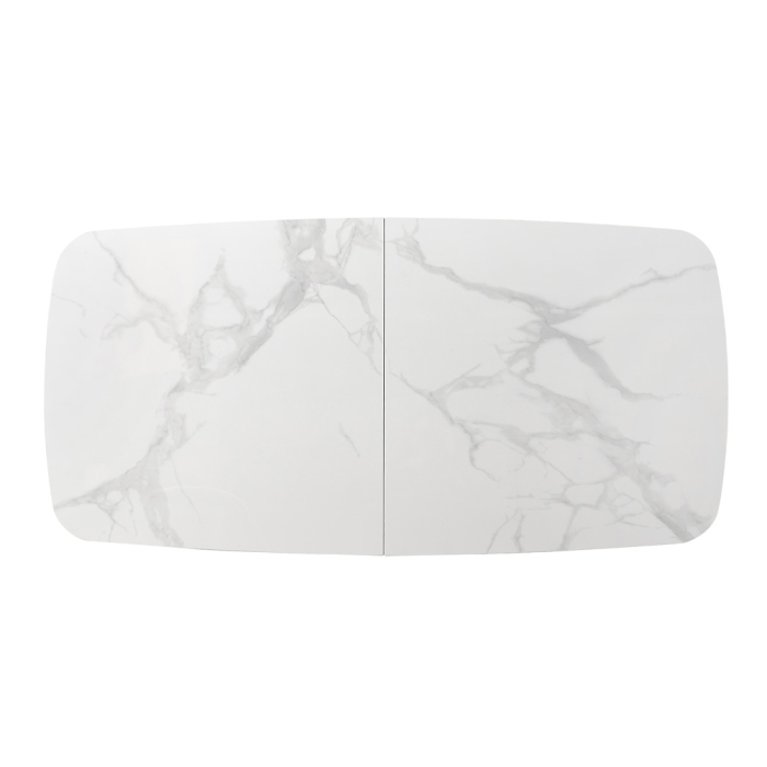 Masă extensibilă de dining din ceramică albă cu aspect de marmură [3]