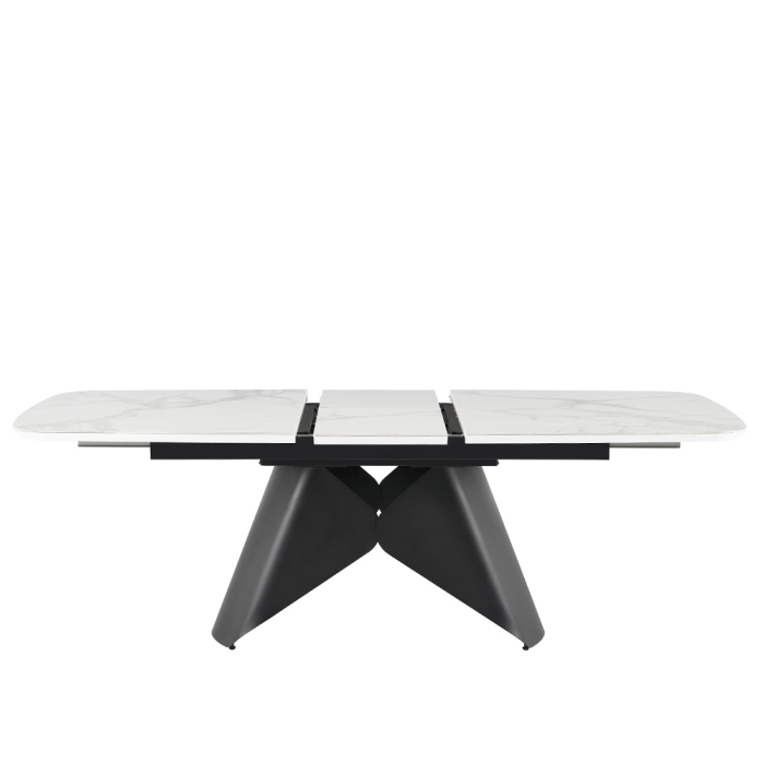 Masă extensibilă de dining din ceramică albă cu aspect de marmură [5]