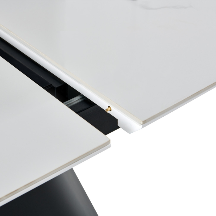 Masă extensibilă de dining din ceramică albă cu aspect de marmură [10]