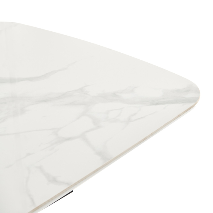 Masă extensibilă de dining din ceramică albă cu aspect de marmură [9]
