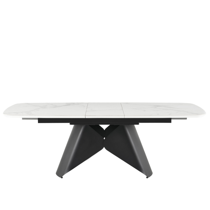Masă extensibilă de dining din ceramică albă cu aspect de marmură [4]