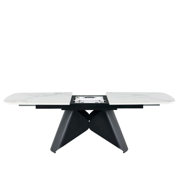Masă extensibilă de dining din ceramică albă cu aspect de marmură [6]