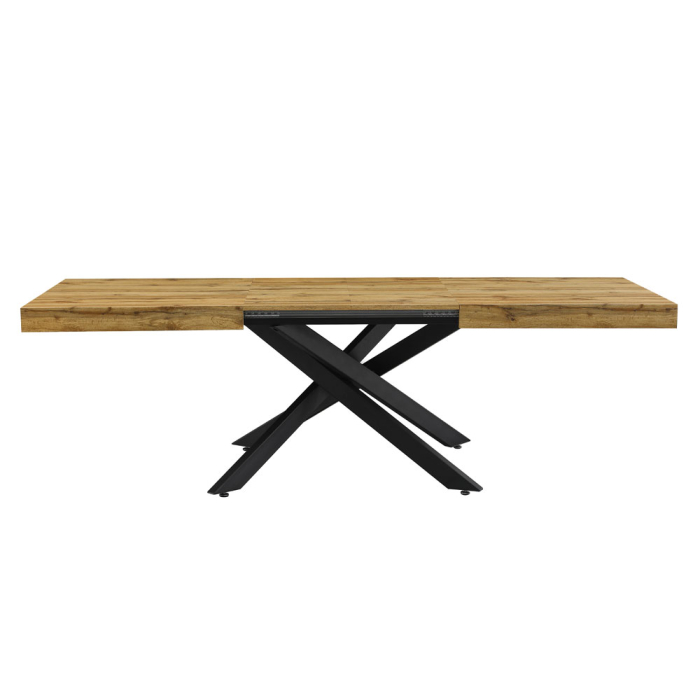 Masă extensibilă de dining din MDF melaminat maro cu aspect de lemn natural [8]