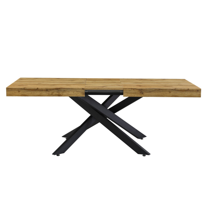 Masă extensibilă de dining din MDF melaminat maro cu aspect de lemn natural [7]