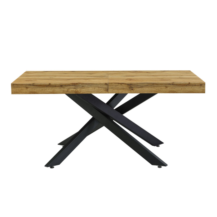 Masă extensibilă de dining din MDF melaminat maro cu aspect de lemn natural [6]