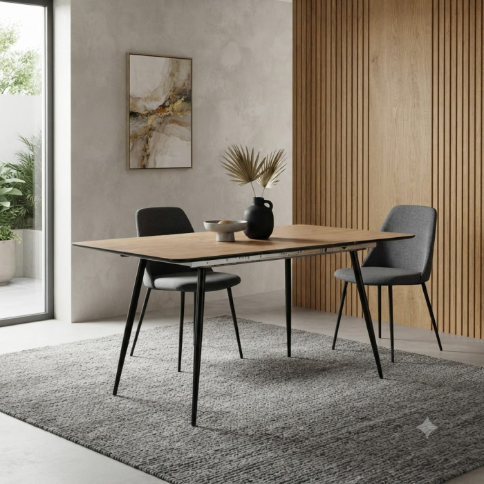 Masă extensibilă dining lemn MDF și metal [2]