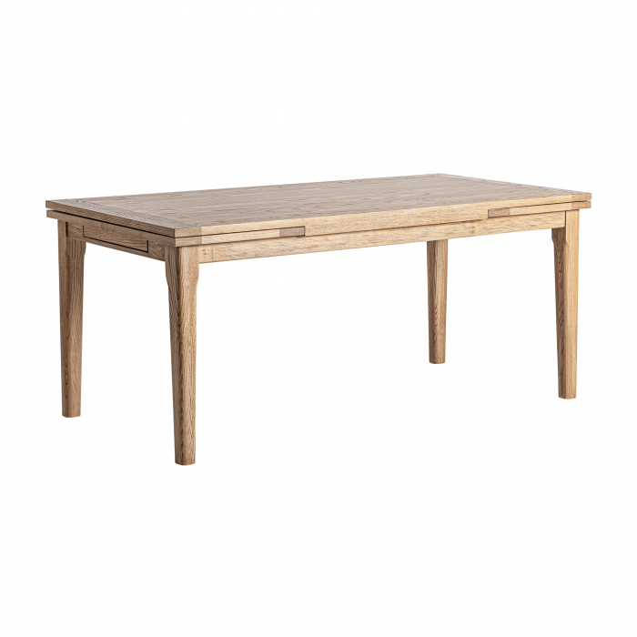 Masă extensibilă frasin maro deschis, design clasic rotunjit. [2]