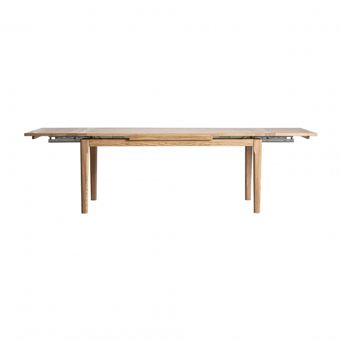 Masă extensibilă frasin maro deschis, design clasic rotunjit. [3]
