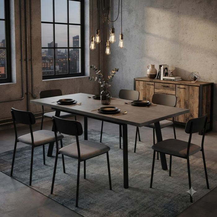 Masa Extensibila Gri CreativDeco - Design Industrial pentru Dining Modern [2]
