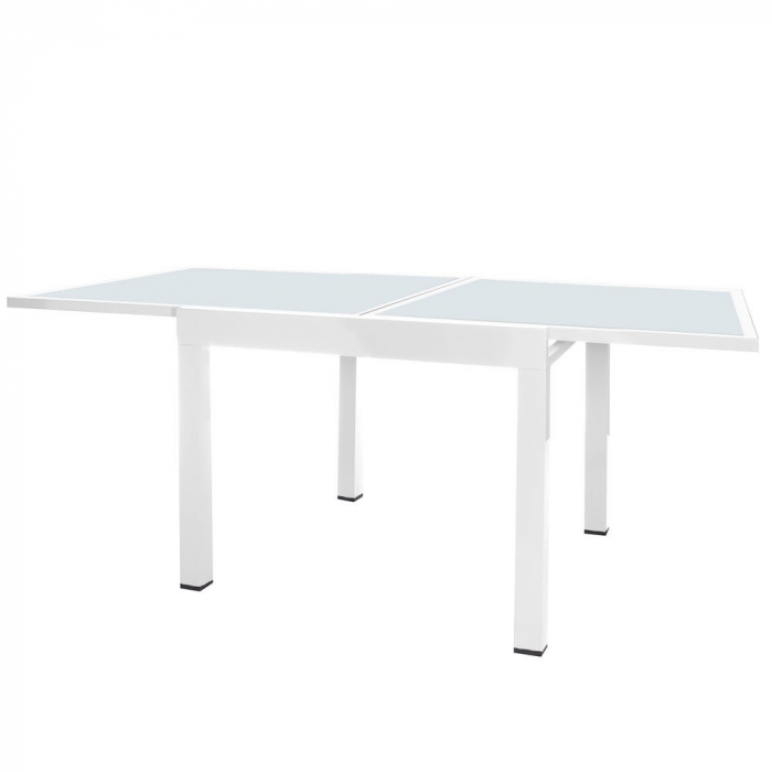 Masă Thais pătrată extensibilă albă – aluminiu și sticlă pentru balcon [3]