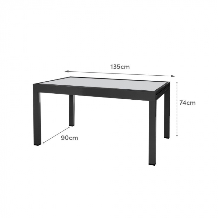 Masă Thais grafit – aluminiu și sticlă, extensibilă 270 cm exterior [3]