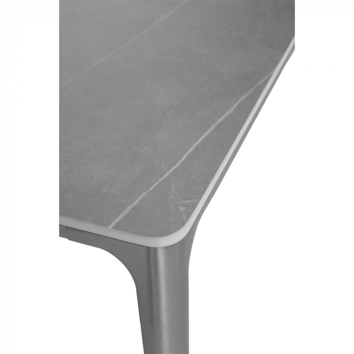 Masă Baton cu suprafață din piatră gri închis și structură aluminiu – vedere laterală [3]