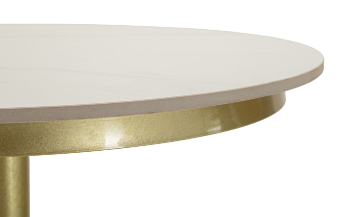 Masă înaltă de bar cu blat rotund marmură artificială și bază aurie [3]