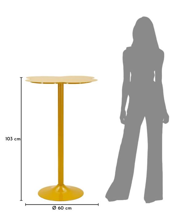Masă înaltă de bar din metal galben muștar cu blat rotund decorativ [6]